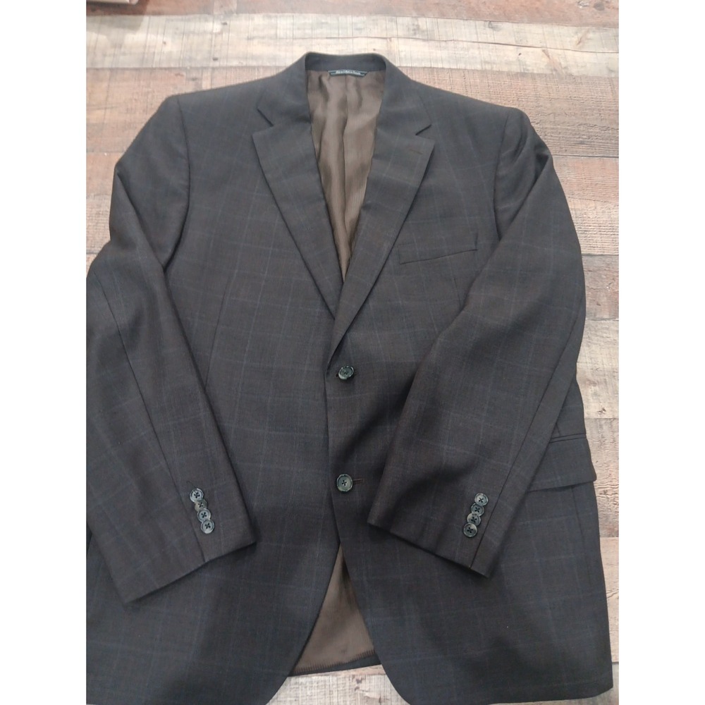 Jack Victor Loro Piana Wool Linen Silk Brown Check Sport Coat 46R 2448